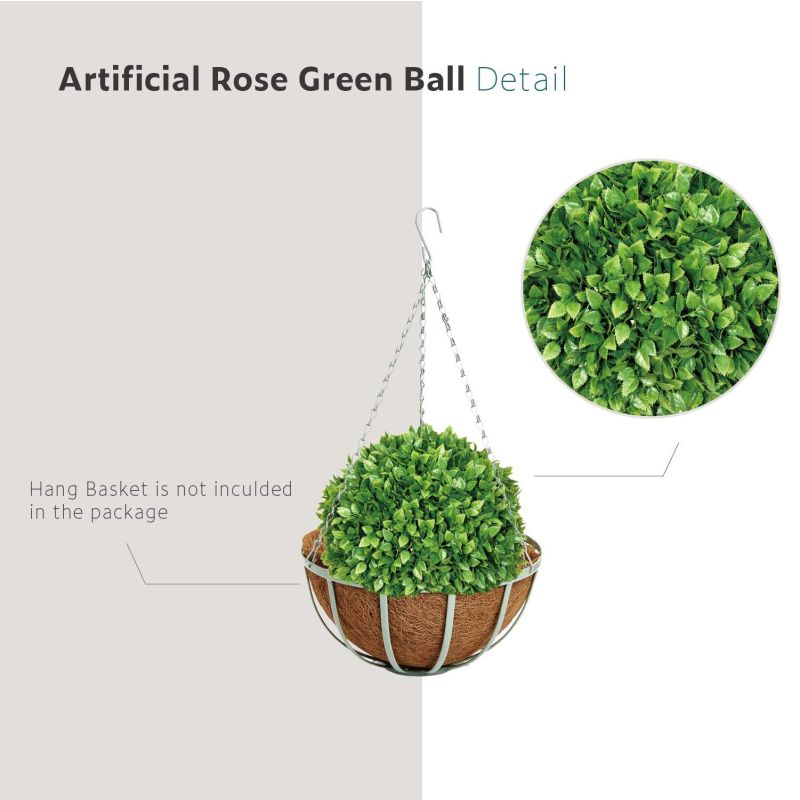 ECOOPTS 8 Inch Artificial Topiary Ball Lifelike Plants Rose Boxwood Decor Cone for Wedding, Home, Front Patio, Planter, Deck, Garden, Backyard D&eacute;cor Multiple Sizes 1 Pc
