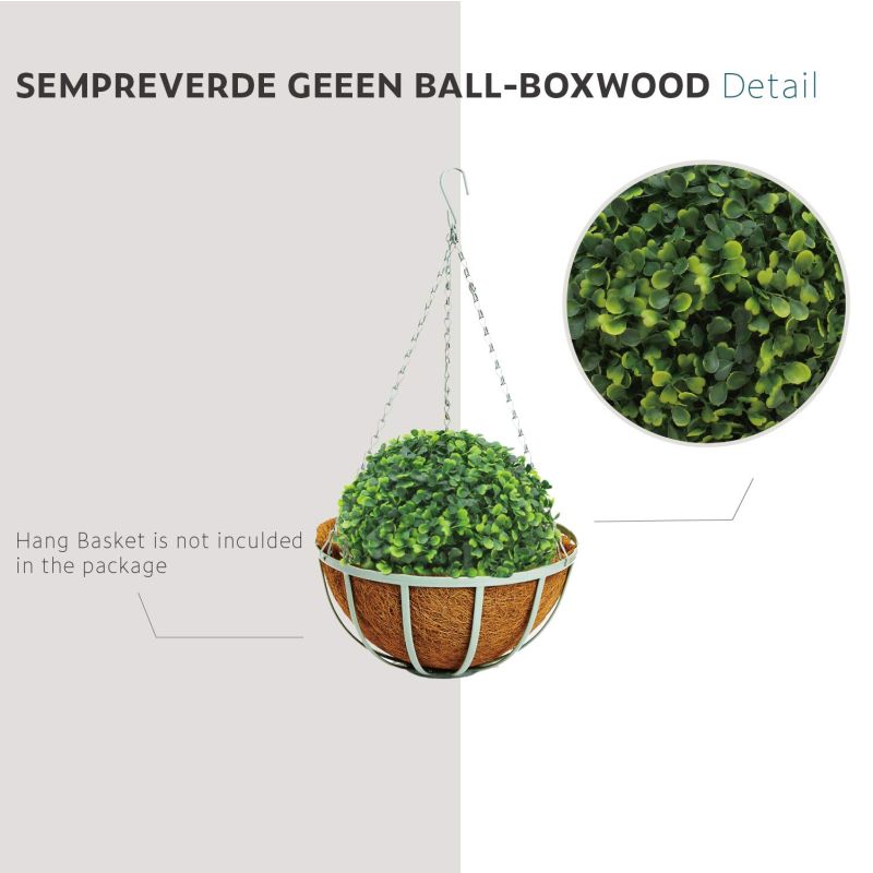 ECOOPTS 15 inch Artificial Topiary Ball Lifelike Plants Boxwood Decoration for Home Garden Porch Backyard Balcony Wedding Party (1 Pack)