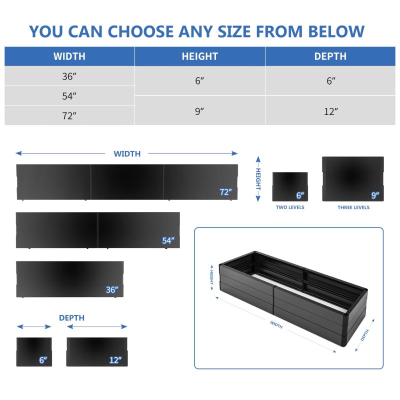 ECOOPTS Aluminum Hedge Wall Base, Planter Box for Boxwood Hedge Divider Wall Privacy Fence (72" Wx9 Hx12 D)