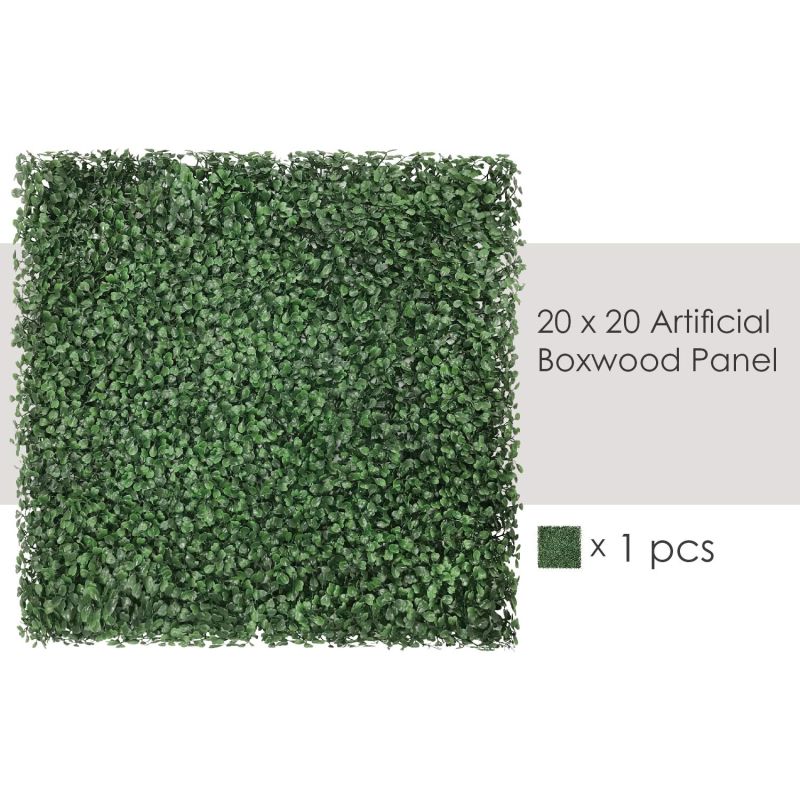 Artificial Grass Wall Faux Boxwood Panel Privacy Ivy Fence Screen Decoration for Backyard Garden Home Outdoor Indoor, 20