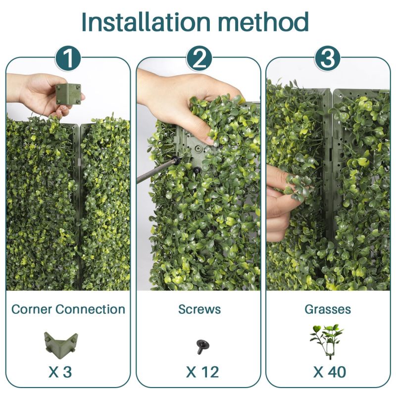 ECOOPTS Artificial Hard Panels Corner Bracket Kit for Faux Ivy Privacy Fence Screen Artificial Boxwood Panels Artificial Hard Panel,1 pc