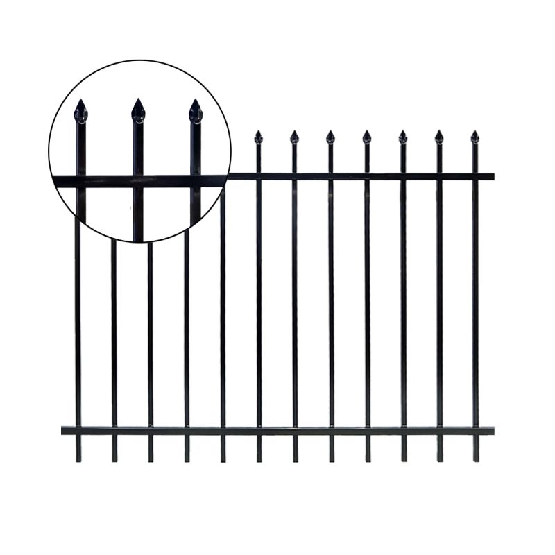 2 Rails WELDING FENCE 70H X 94W BLACK 16ga 1.5" Rail, 18ga 3/4" SPEAR