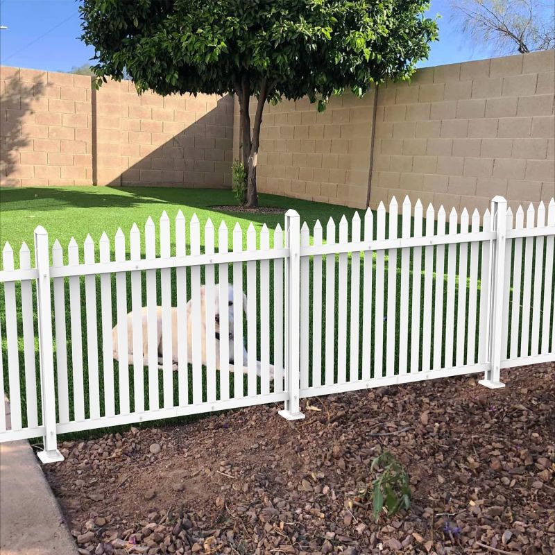 ECOOPTS 36" H x 84" W Vinyl Picket Fence Panels White Decorative Fence for Garden Patio Yard Pool Walkways (34 Pickets, Scallop)