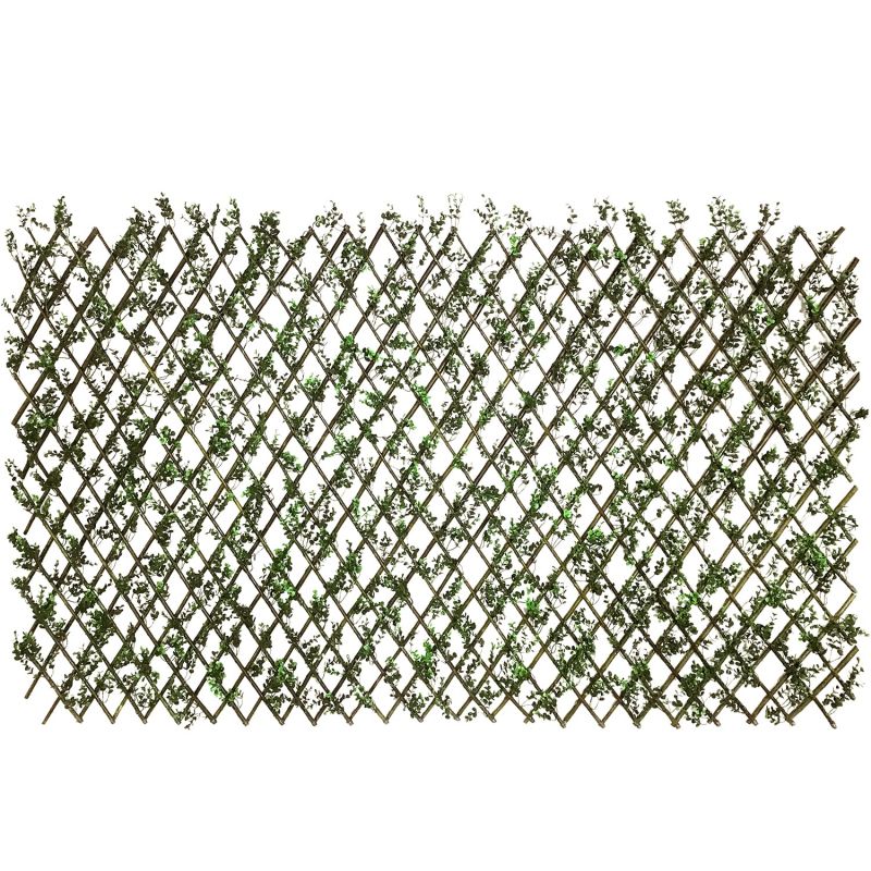 Stretchable Artificial Buxus Leaf Faux Ivy Privacy Fence Screen, Expandable Decorative Fencing Panel for Balcony Patio Outdoor (Single Sided Buxus Leaves)