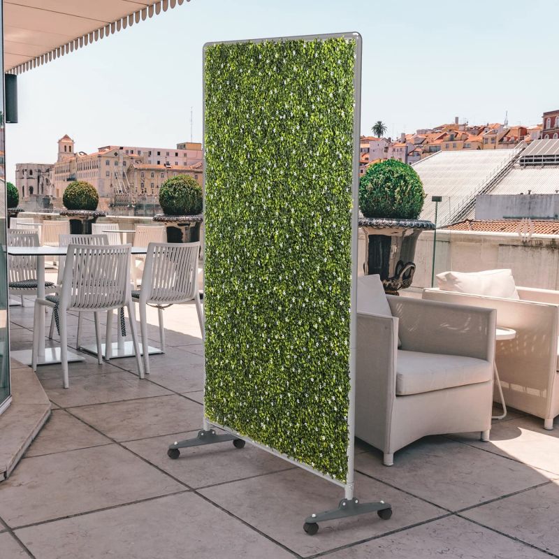 ECOOPTS H60 x W40 Artificial Plant Hedge Room Divider with Wheels, Movable Privacy Fence Panel Backdrop Divider Decoration for Indoor Outdoor