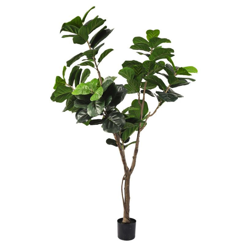 ECOOPTS Artificial Fiddle Leaf Fig Tree Fake Ficus Lyrata Plants with Plastic Nursery Pot Artificial Trees for Garden Indoor Outdoor Decor (1 Pack)