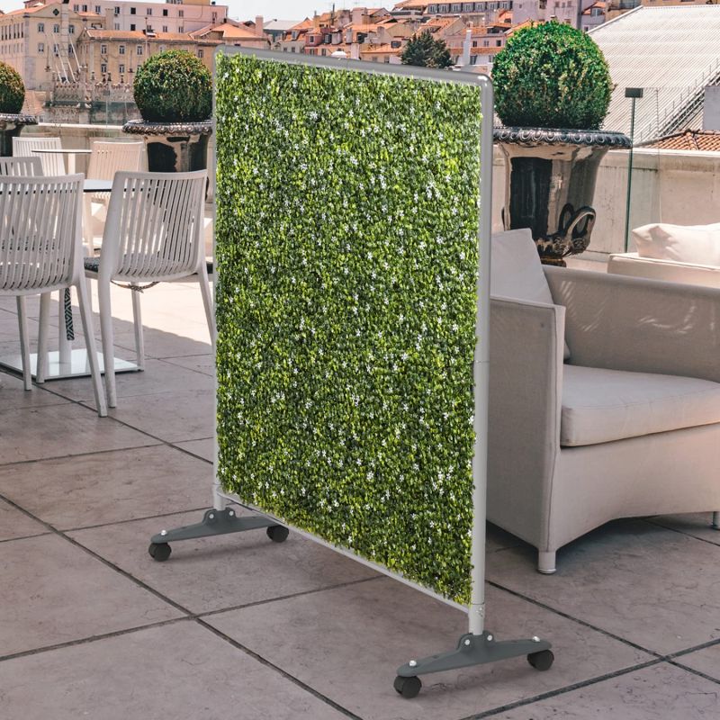 ECOOPTS H40 x W40 Artificial Plant Hedge Room Divider with Wheels, Movable Privacy Fence Panel Backdrop Divider Decoration for Indoor Outdoor