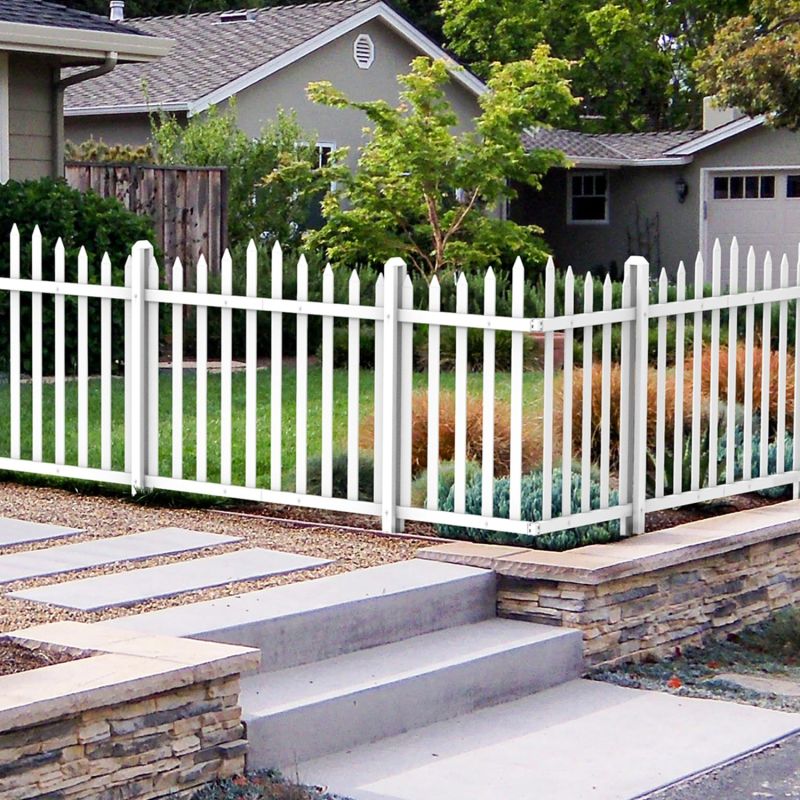 ECOOPTS 1 Set W84 x H36 Vinyl Picket Fence Panels White Decorative Fence for Garden Patio Yard Pool Walkways Suit for Soft Ground (20 Pickets, Curved)