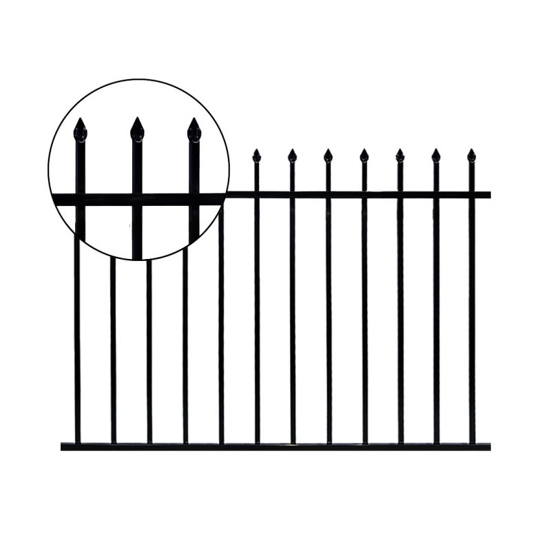 2 Rails, Welding Fence 58H*94W Black 14ga 1.5" Rail, 16ga 3/4" Spear