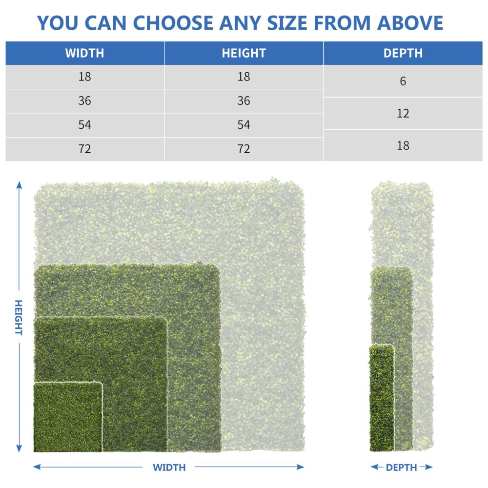 ECOOPTS Artificial Boxwood Hedge Divider Wall with Faux Leaves for Party Wedding Home Yard Office (36