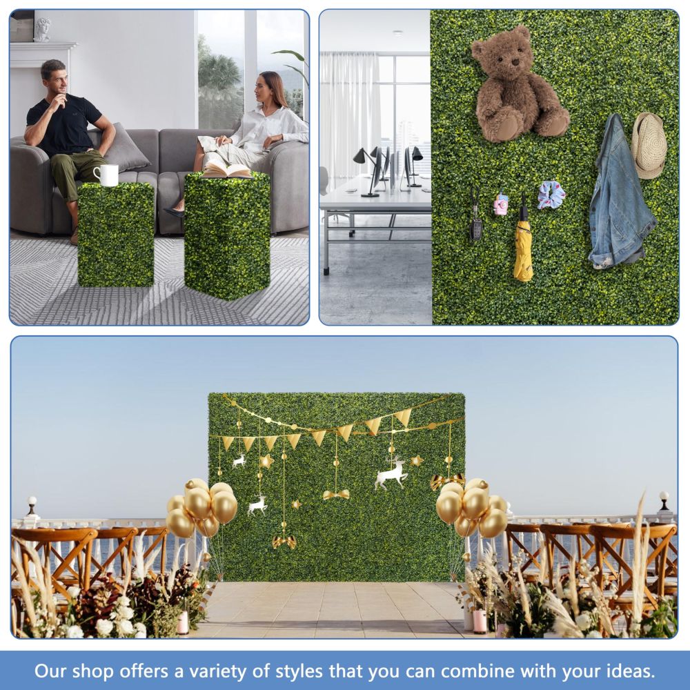 ECOOPTS Artificial Boxwood Hedge Divider Wall with Faux Leaves for Party Wedding Home Yard Office (36