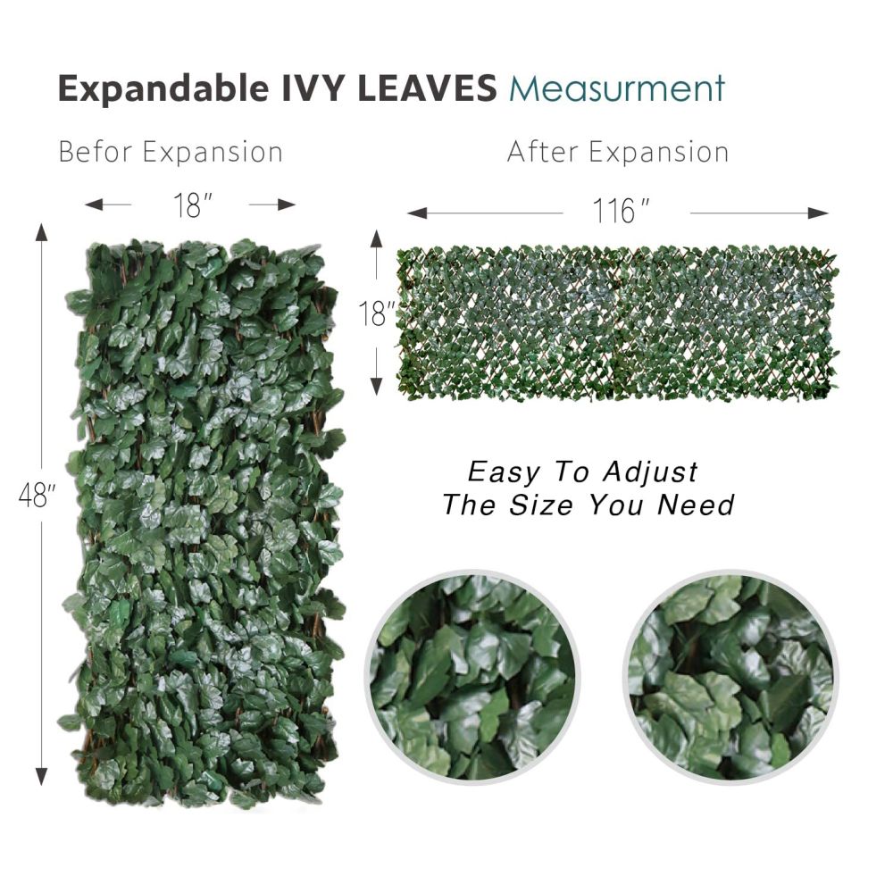 ECOOPTS Artificial Leaf Faux Ivy Expandable/Stretchable Privacy Fence Screen (Double Sided Leaves)
