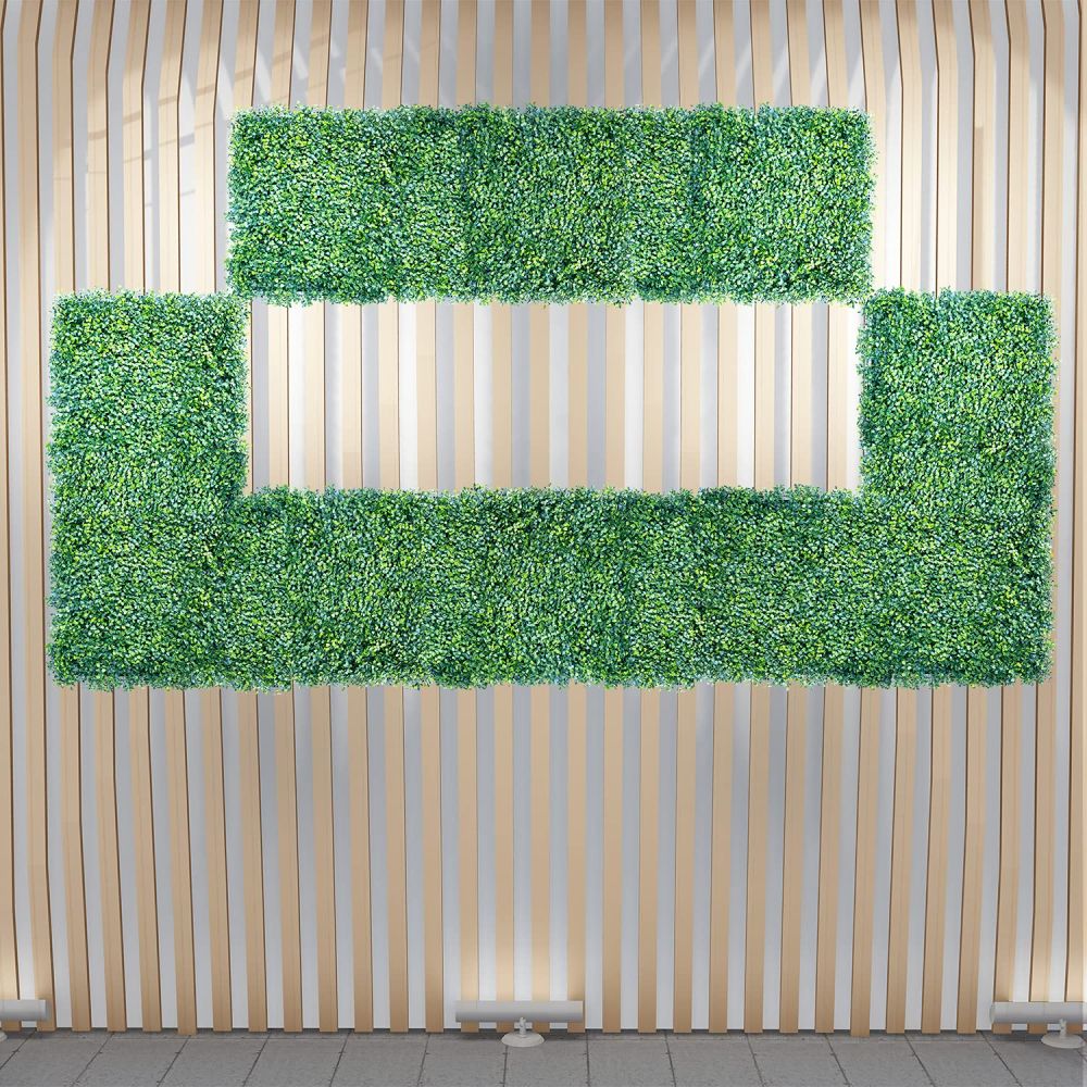 20 x 20 inch Artificial Boxwood Panels Hedge Wall Panels Faux Greenery Topiary Hedge Plant Decoration for Home Backyard Garden Indoor Outdoor Wall, Milan