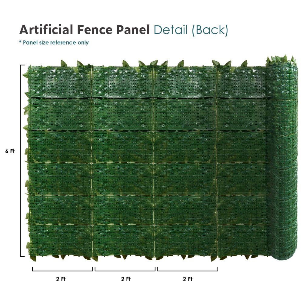 Expandable Artificial Laurel Fence Wall Décor Faux Leaf Privacy Fence Screen Plant Leaves Covering Decoration for Home Backyard Garden, 6'x14', 1 Piece