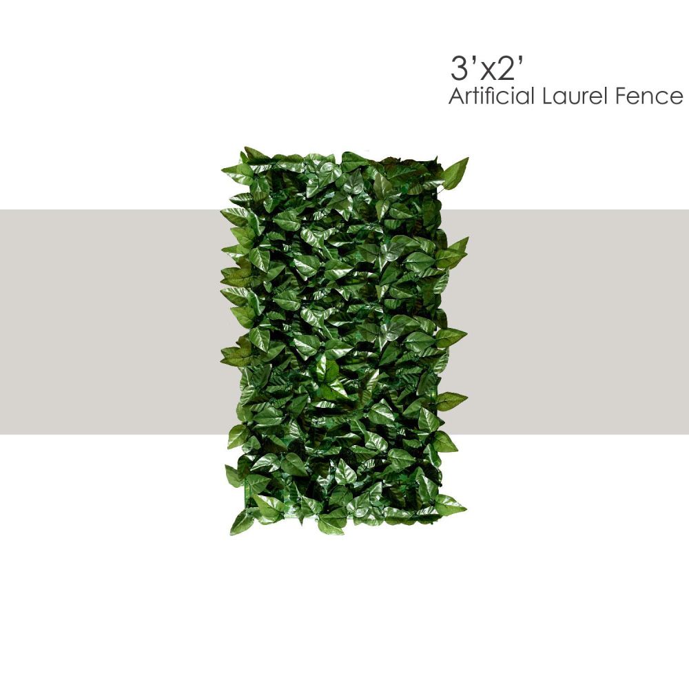 ECOOPTS Expandable Artificial Laurel Fence Wall Décor Faux Leaf Privacy Fence Screen Plant Leaves Covering Decoration for Home Backyard Garden, 3'x2', 1 Piece