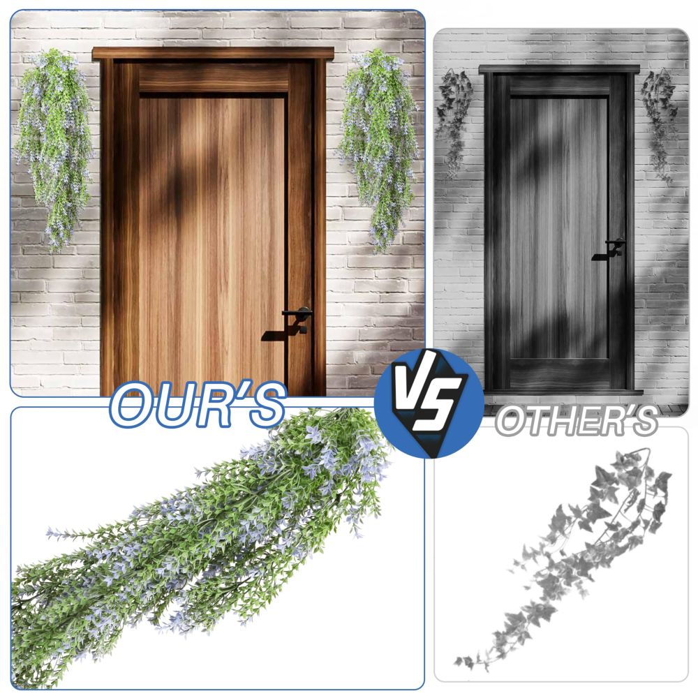 ECOOPTS 1 Pc Artificial Branches Fake Hanging Plants Artificial Hanging Greenery Plant Fake Leaves for Wall Home Garden Indoor and Outdoor Decoration (Green Light Purple)