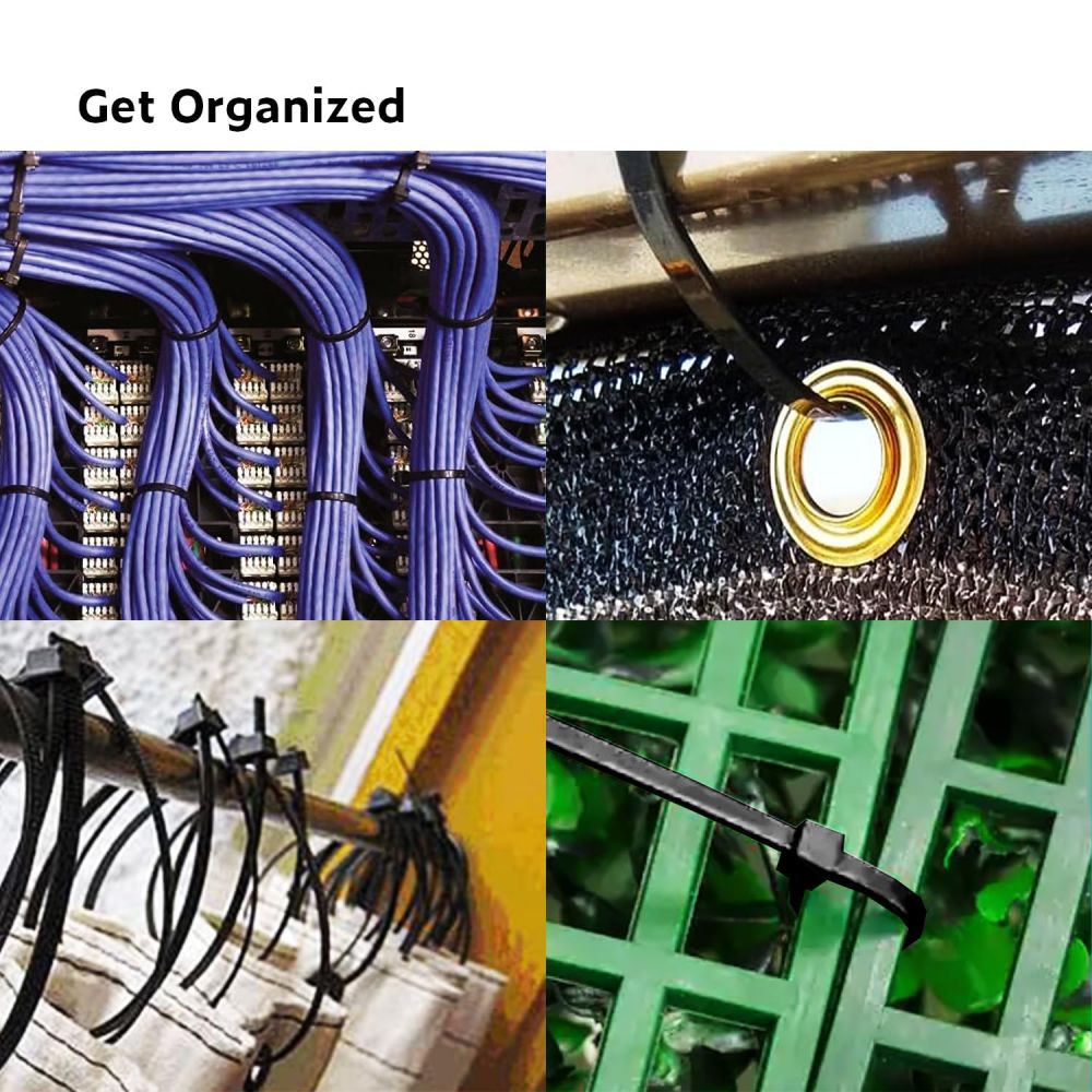 8 inch Black Heavy Duty Zip Ties (80 Pack) 50lbs Tensile Strength, Nylon Cable Wire Ties for Indoor and Outdoor, Artificial Faux Ivy Fence Privacy Screen