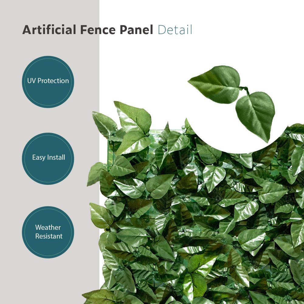 Expandable Artificial Laurel Fence Wall Décor Faux Leaf Privacy Fence Screen Plant Leaves Hedge Covering Decoration for Home Backyard Garden, 4'x8', 1 Piece