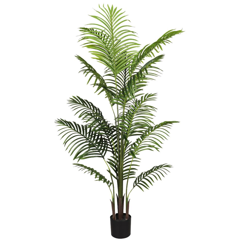 ECOOPTS 6FT Artificial Palm Tree Faux Palm Plant Fake Tropical Areca Floor Plant with Plastic Nursery Pot for Garden Indoor Outdoor Decor (1 Pack)