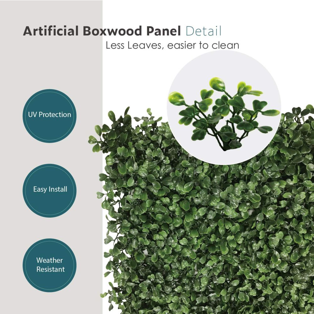 Artificial Grass Wall Faux Boxwood Panel Privacy Ivy Fence Screen Decoration for Backyard Garden Home Outdoor Indoor, 20