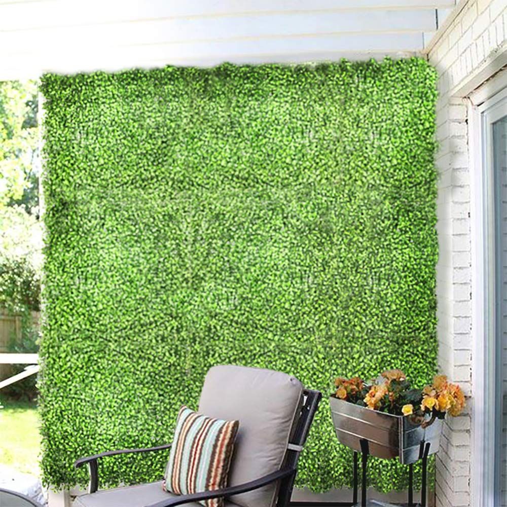 20 x 20 inch Artificial Boxwood Panels Hedge Wall Panels Faux Greenery Topiary Hedge Plant Decoration for Home Backyard Garden Indoor Outdoor Wall, Milan