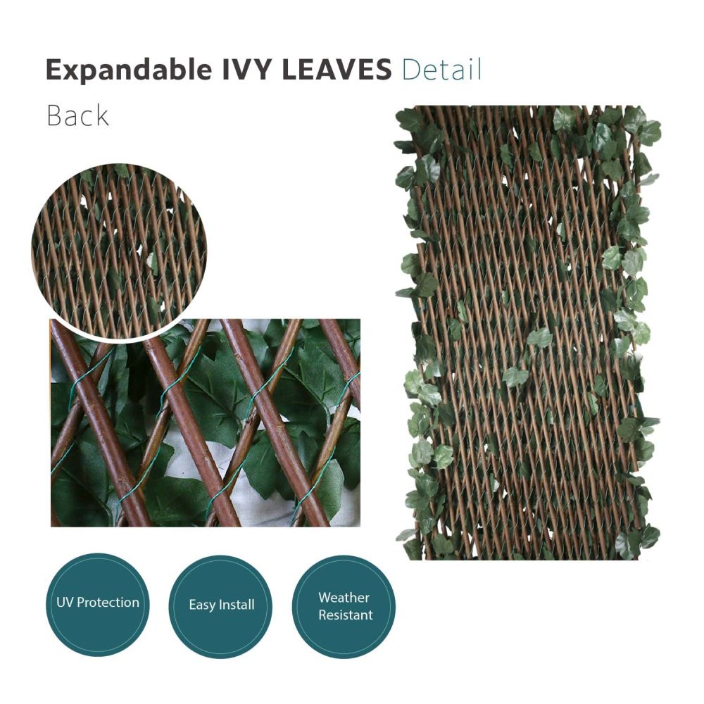 Expandable Artificial Leaf Faux Ivy Sweet Potato Leaves Privacy Fence Screen, Stretchable Decorative Fencing Panel for Balcony Patio Outdoor (Single Sided Leaves)