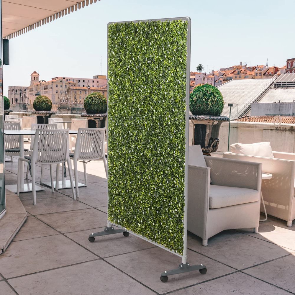 ECOOPTS H60 x W40 Artificial Plant Hedge Room Divider with Wheels, Movable Privacy Fence Panel Backdrop Divider Decoration for Indoor Outdoor