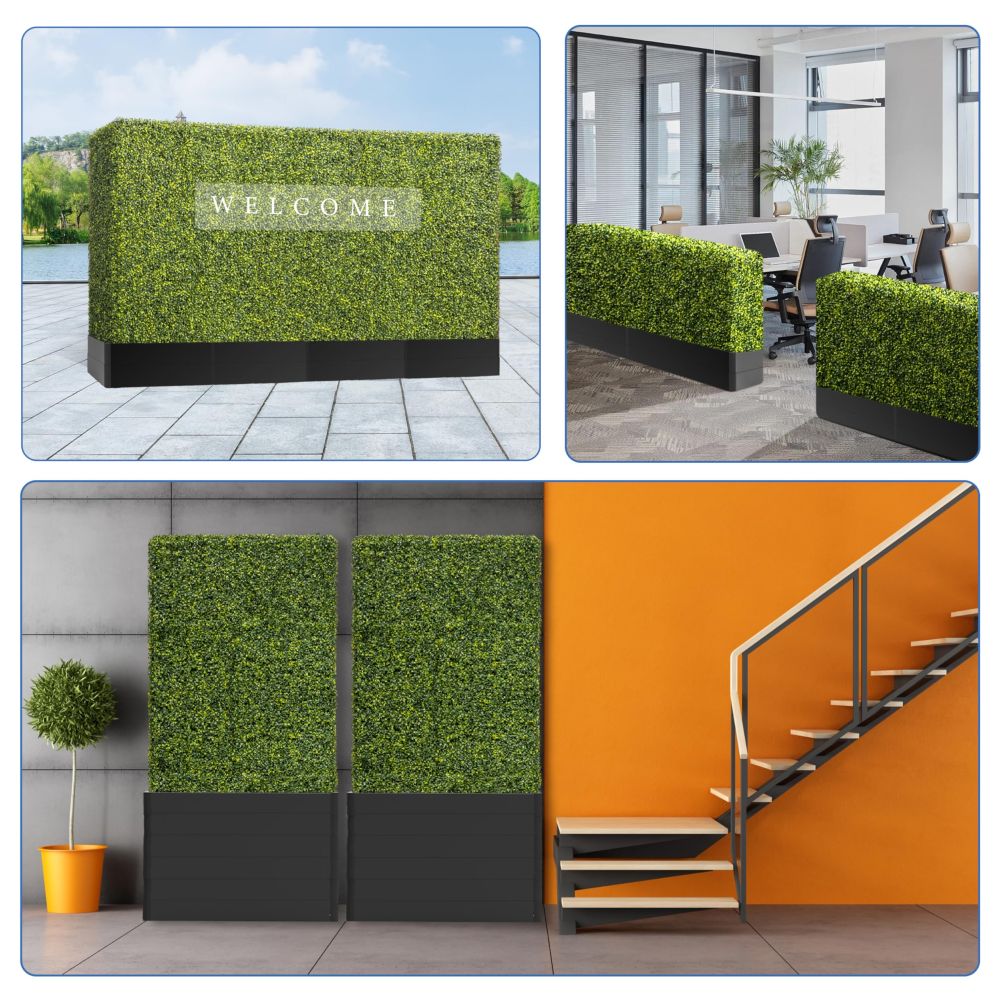 ECOOPTS Aluminum Hedge Wall Base, Planter Box for Boxwood Hedge Divider Wall Privacy Fence (72