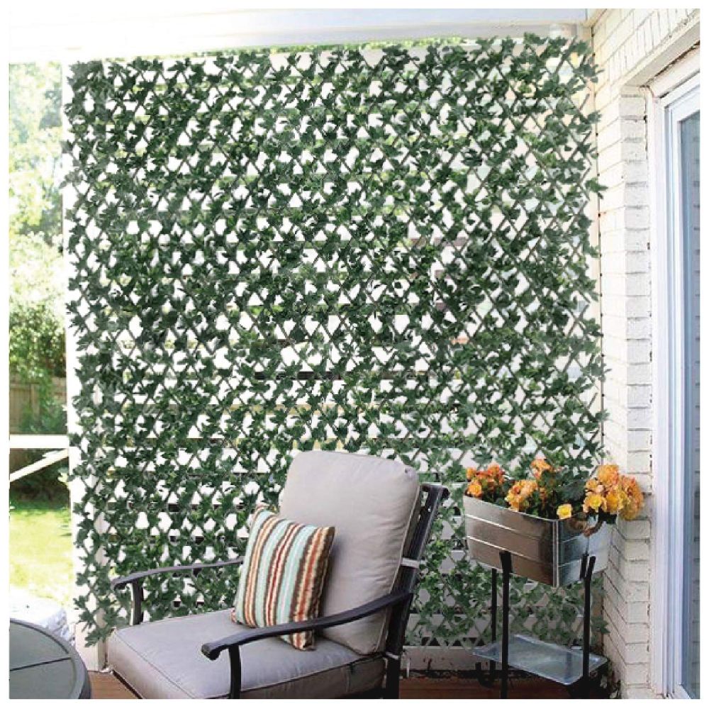 Expandable Artificial Rose Leaf Faux Ivy Privacy Fence Screen, Stretchable Decorative Fencing Panel for Balcony Patio Outdoor (Single Sided Leaves)