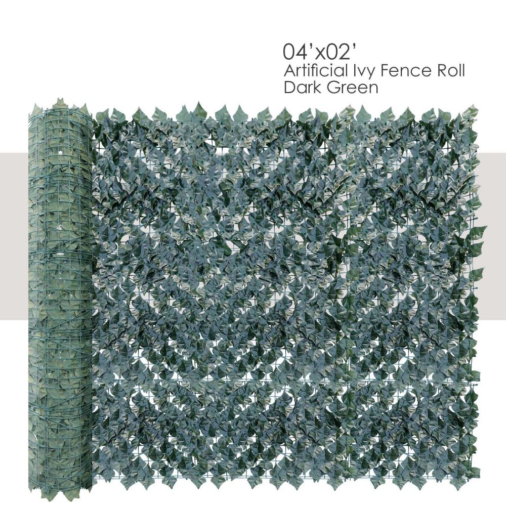 Expandable Artificial Ivy Fence Wall Décor, Faux Dark Ivy Leaf Fence Leaves Hedge Fence Screen Decoration for Home Backyard Garden, 4'x2'