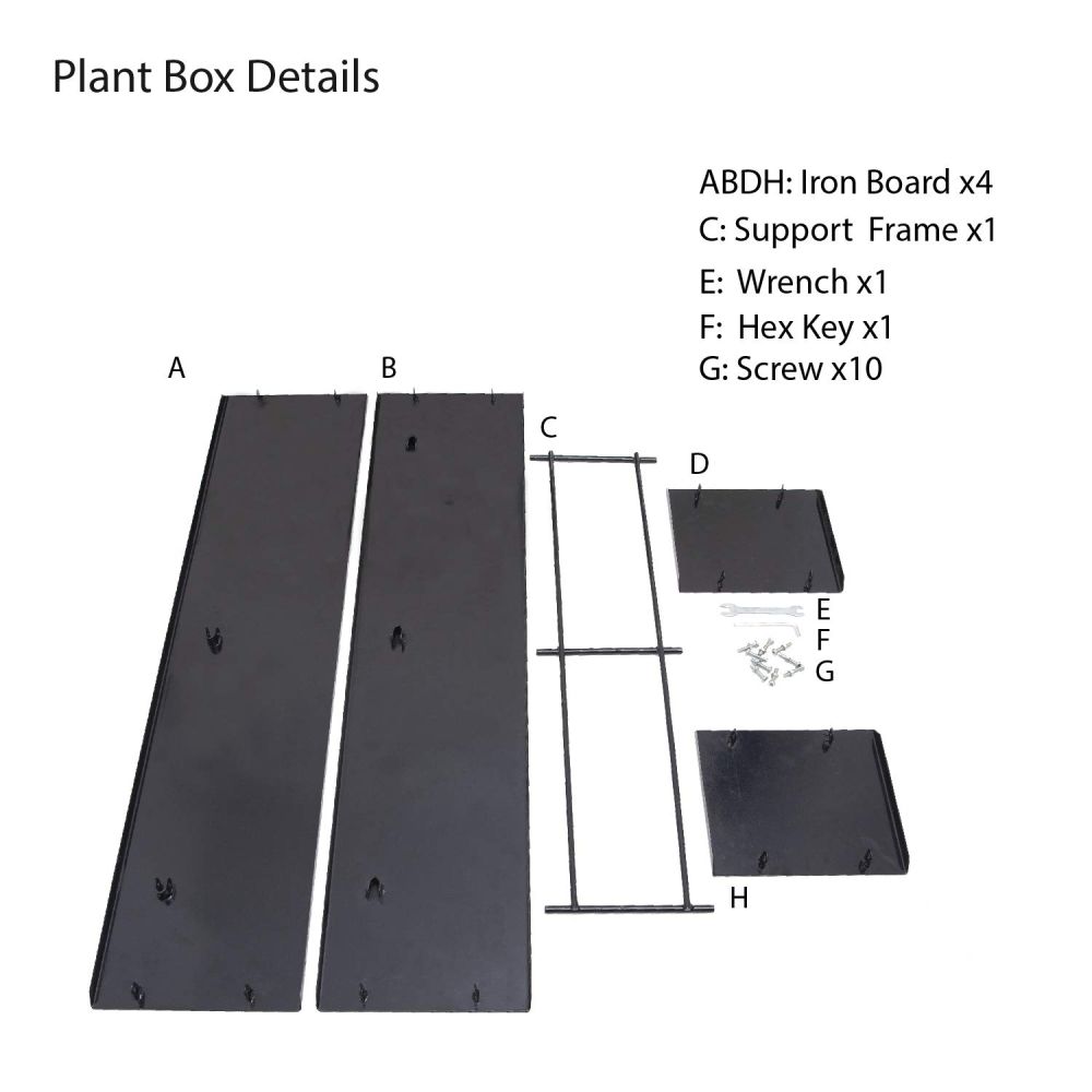 43.3''L x 9.84''H x 8.66''D Planter Box for Boxwood Hedge Divider Wall Privacy Fence Steel Caster