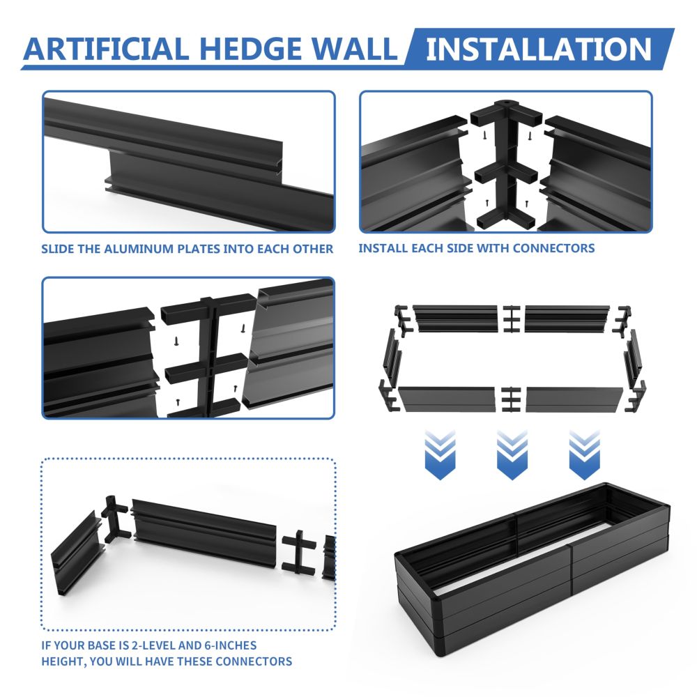 ECOOPTS Aluminum Hedge Wall Base, Planter Box for Boxwood Hedge Divider Wall Privacy Fence (36