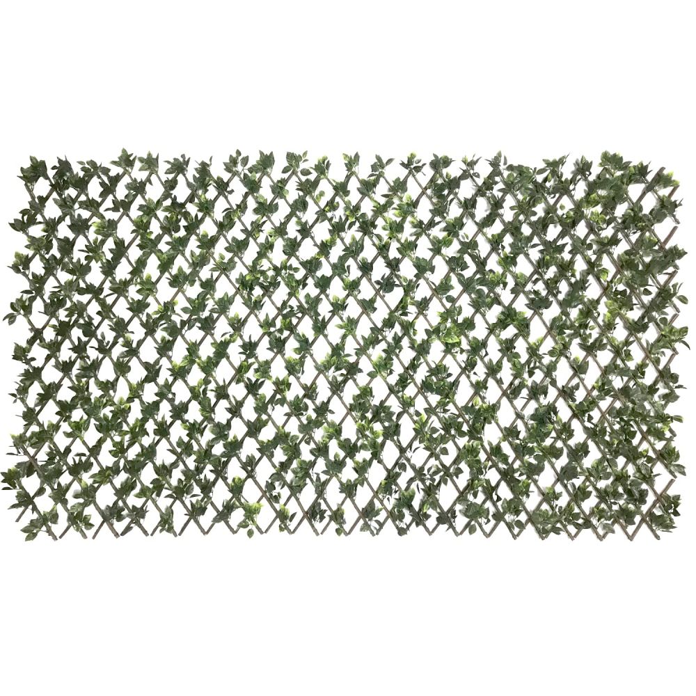 Expandable Artificial Rose Leaf Faux Ivy Privacy Fence Screen, Stretchable Decorative Fencing Panel for Balcony Patio Outdoor (Single Sided Leaves)