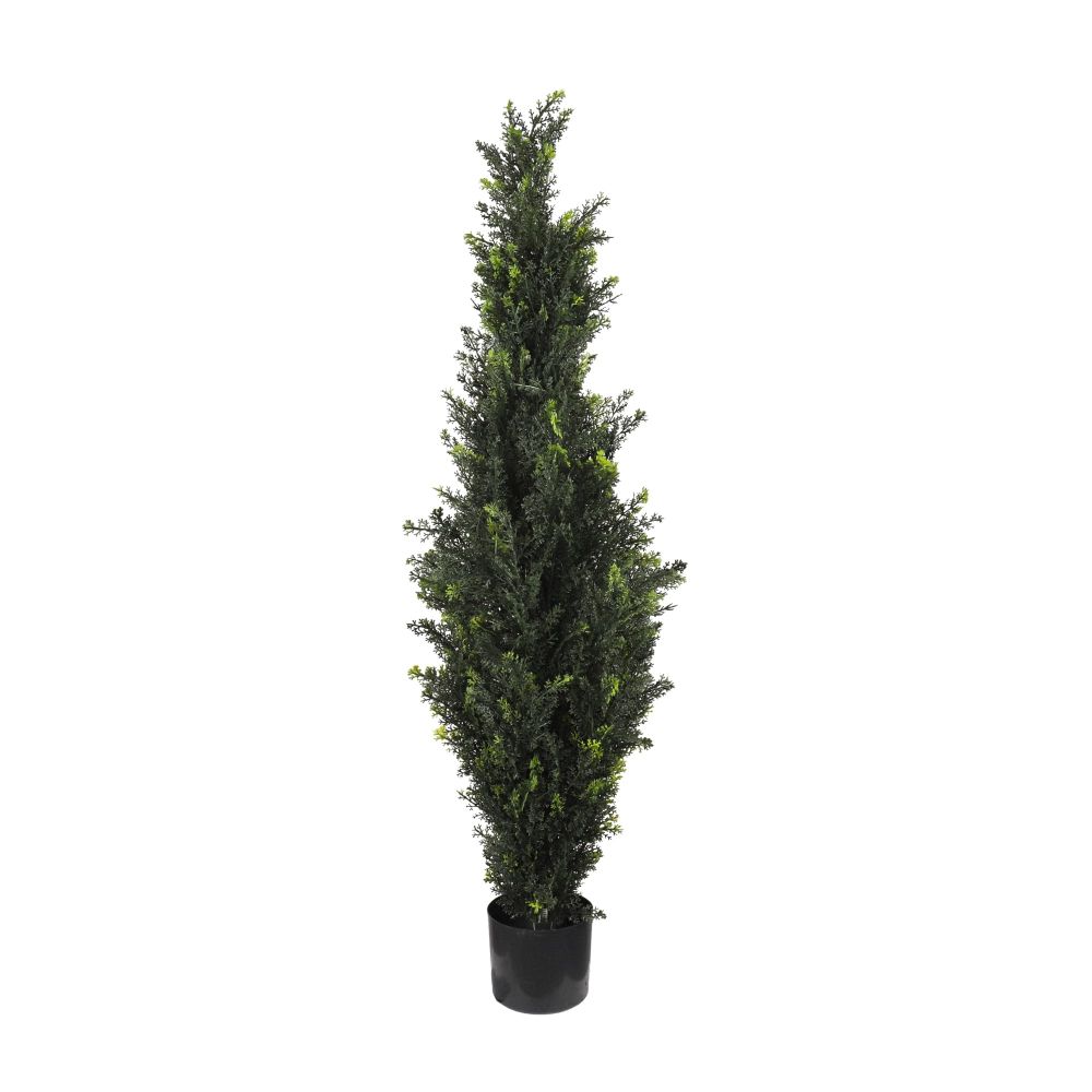 ECOOPTS 3FT Artificial Cedar Topiary Tree Realistic Faux Pines with Plastic Nursery Pot Artificial Plants Shrubs for Garden Indoor Outdoor Decor (1 Pack)