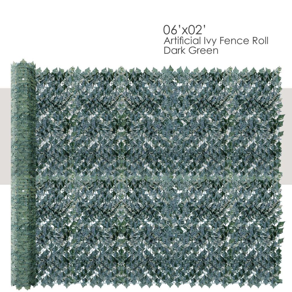 Expandable Artificial Ivy Fence Wall Décor, Faux Dark Ivy Leaf Fence Leaves Hedge Fence Screen Decoration for Home Backyard Garden, 6'x2'