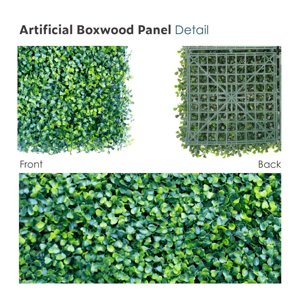 20 x 20 inch Artificial Boxwood Panels Hedge Wall Panels Faux Greenery Topiary Hedge Plant Decoration for Home Backyard Garden Indoor Outdoor Wall, Milan