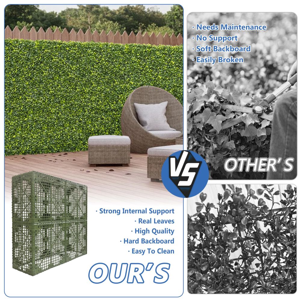 ECOOPTS Artificial Boxwood Hedge Divider Wall with Faux Leaves for Party Wedding Home Yard Office (72