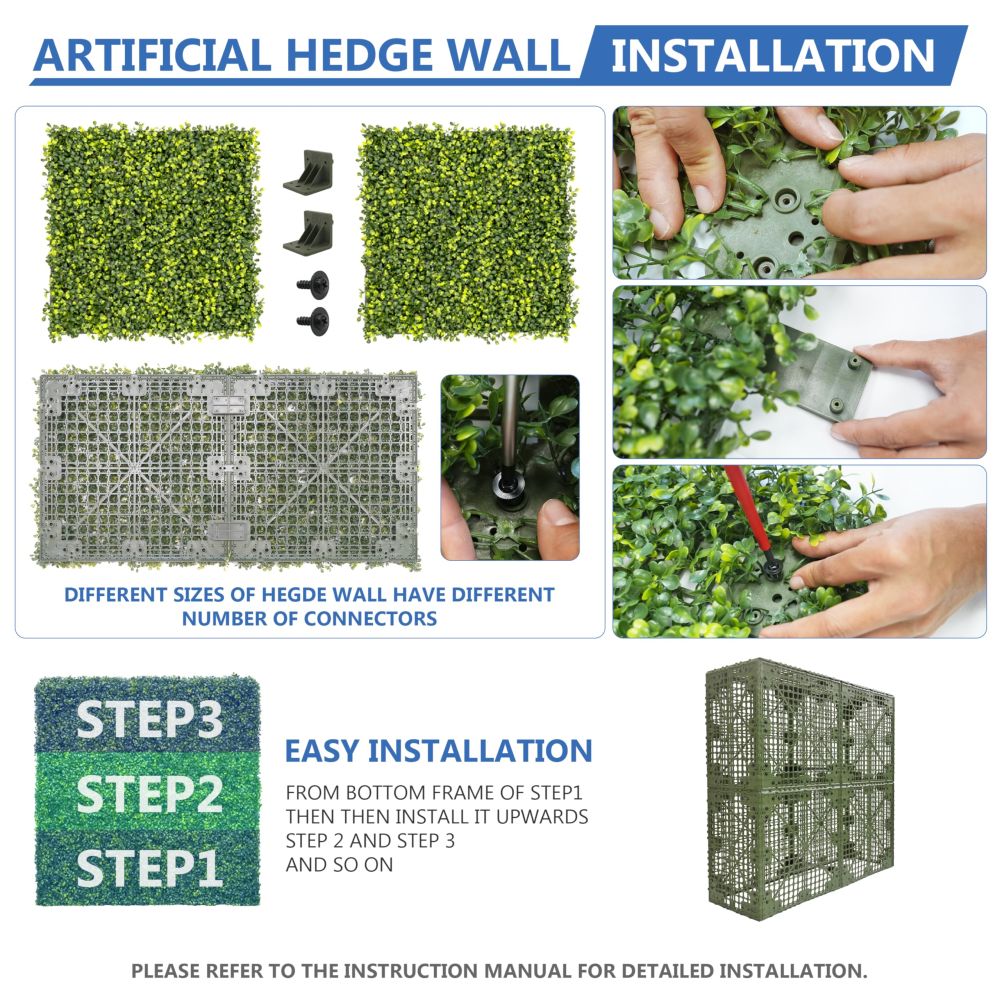 ECOOPTS Artificial Boxwood Hedge Divider Wall with Faux Leaves for Party Wedding Home Yard Office (54