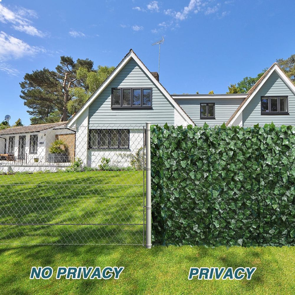 6'x8' Artificial Ivy Leaf Fence Screen with Mesh Back, Faux Plant Leaf Cover Decoration for Patio Yard Porch Deck Balcony (1 Piece)