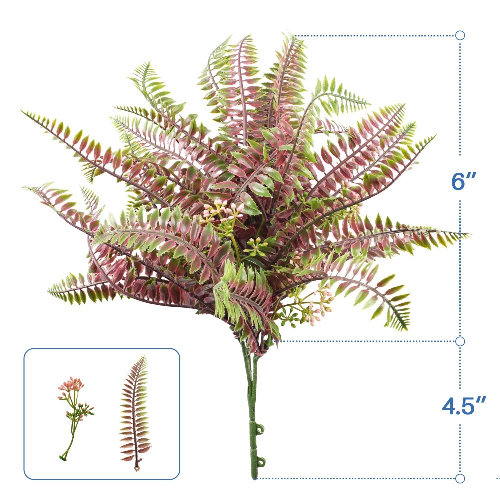 ECOOPTS 1pc Artificial Bushes Plastic Plants Leaves Stems Artificial Fake Flowers for Home Office Wedding Decoration Christmas Decor (Green Red)