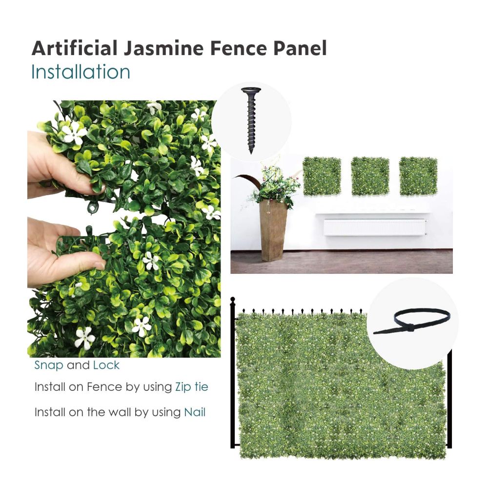 Artificial Grass Wall Faux Boxwood Panel Privacy Ivy Fence Screen Decoration for Backyard Garden Home Outdoor Indoor, 20
