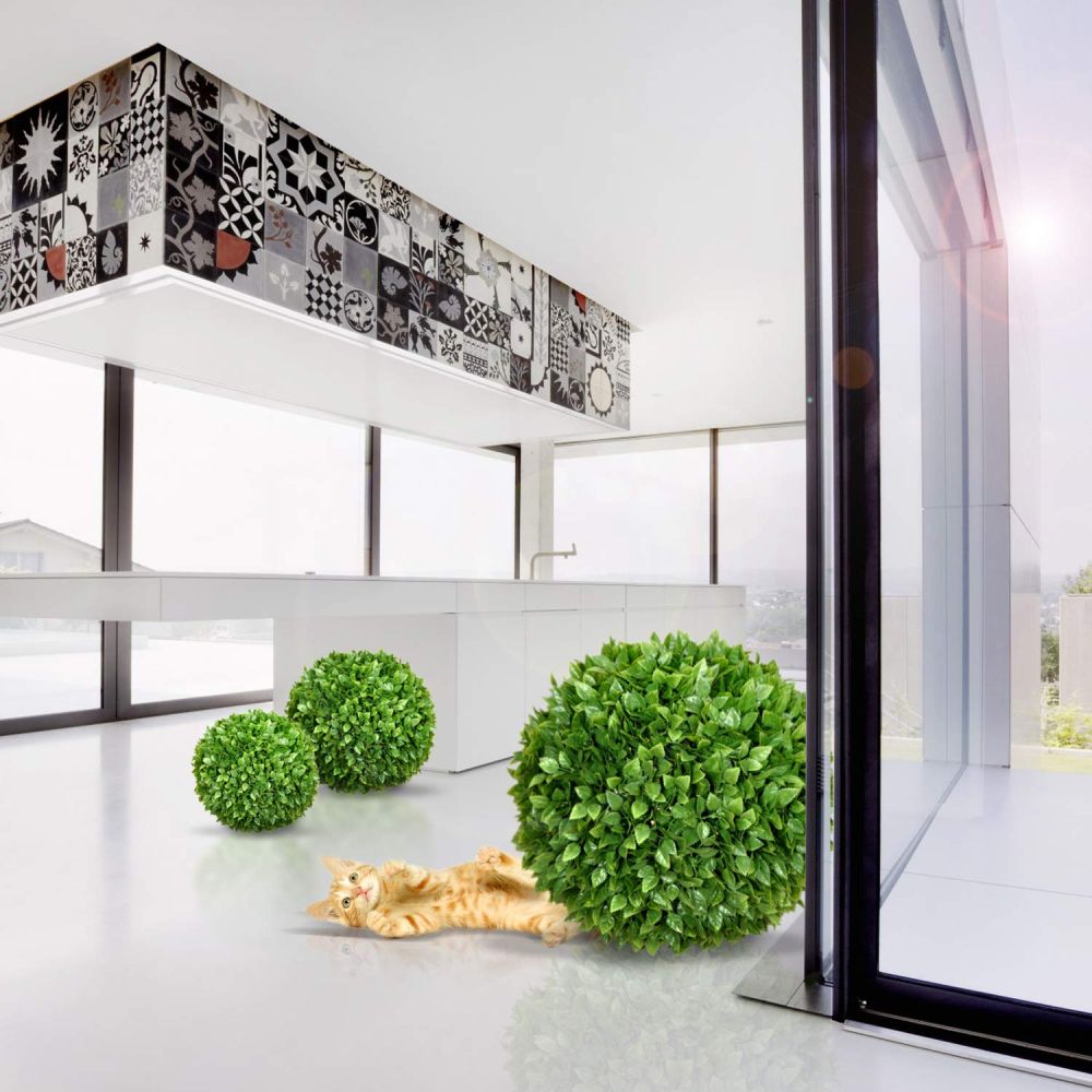 15 inch Artificial Topiary Ball Lifelike Plants Rose Leaf Boxwood Decoration for Home Garden Porch Backyard Balcony Wedding Party (1 Pack)