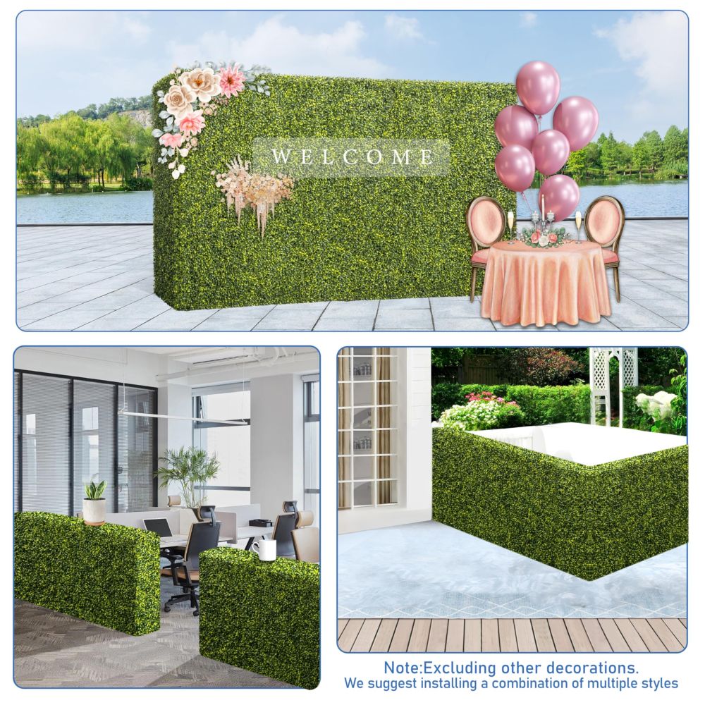 ECOOPTS Artificial Boxwood Hedge Divider Wall with Faux Leaves for Party Wedding Home Yard Office (72