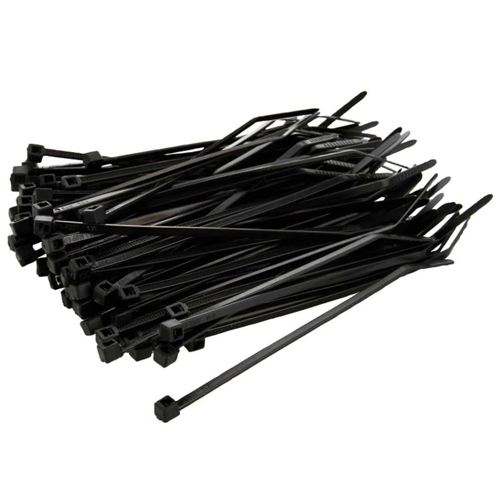 8 inch Black Heavy Duty Zip Ties (100 Pack) 50lbs Tensile Strength, Nylon Cable Wire Ties for Indoor and Outdoor, Artificial Faux Ivy Fence Privacy Screen