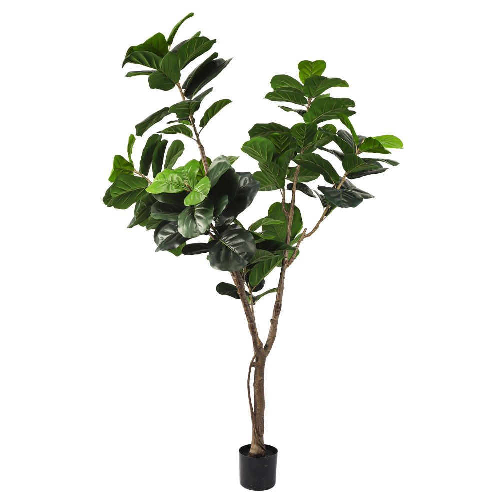 ECOOPTS 6FT Artificial Fiddle Leaf Fig Tree Fake Ficus Lyrata Plants with Plastic Nursery Pot Artificial Trees for Garden Indoor Outdoor Decor (1 Pack)