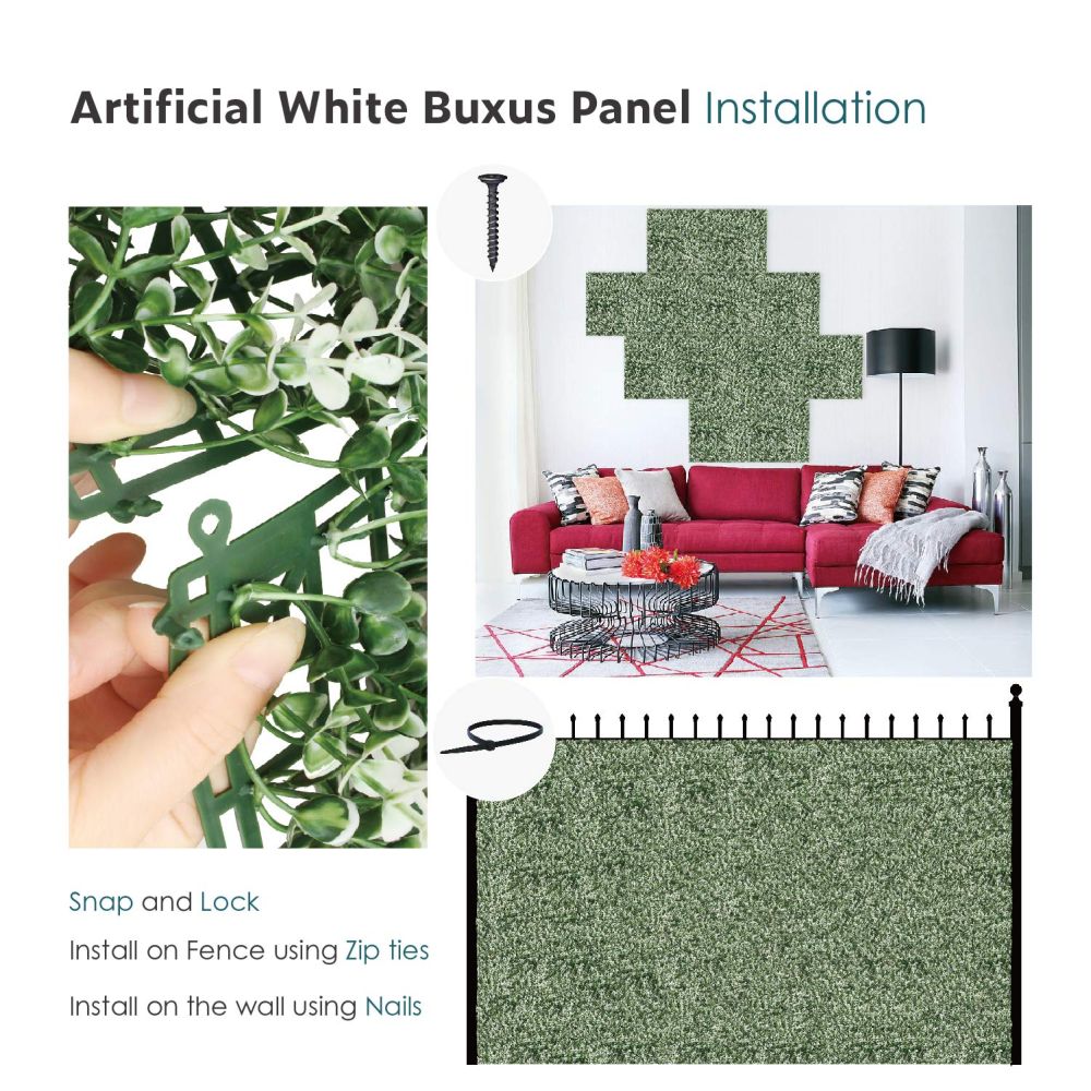 Artificial Grass Wall Faux Boxwood Panel Privacy Ivy Fence Screen Decoration for Backyard Garden Home Outdoor Indoor, 20