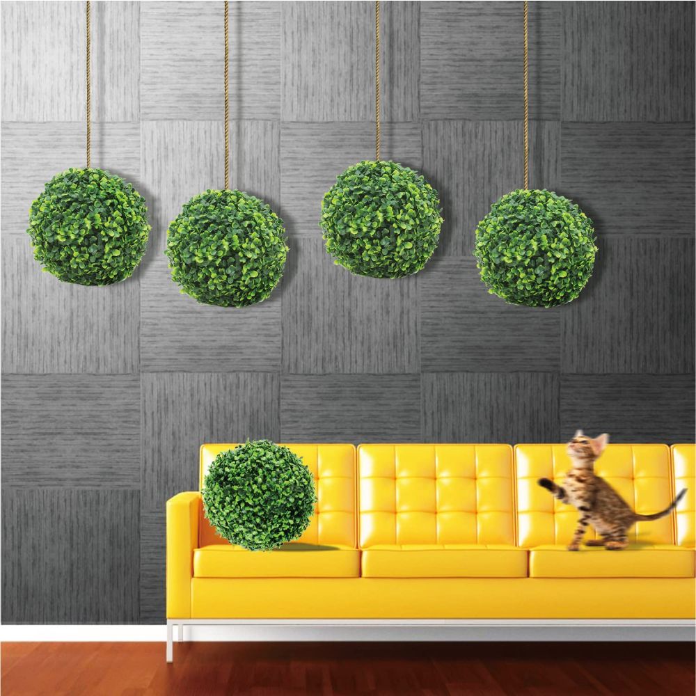 11 inch Artificial Topiary Ball Lifelike Plants Boxwood Decoration for Home Garden Porch Backyard Balcony Wedding Party (1 Pack)