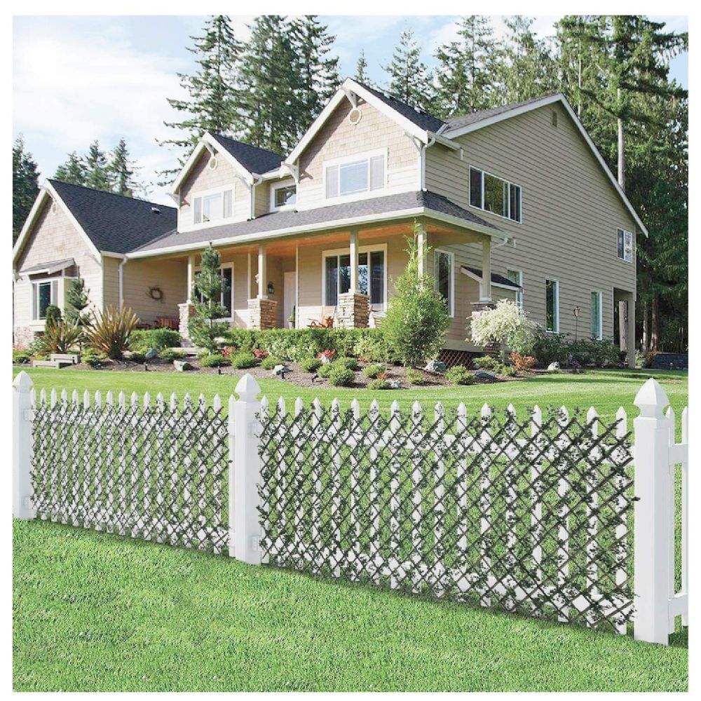 Stretchable Artificial Buxus Leaf Faux Ivy Privacy Fence Screen, Expandable Decorative Fencing Panel for Balcony Patio Outdoor (Single Sided Buxus Leaves)