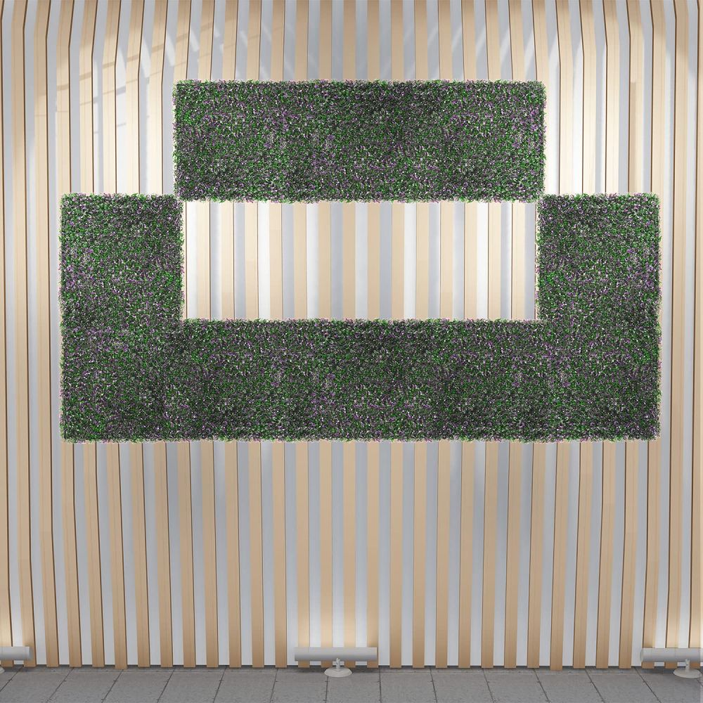 20 x 20 inch Artificial Boxwood Panels Hedge Wall Panels Faux Greenery Fence Screen Decoration for Home Backyard Garden Indoor Outdoor Wall, Purple Peanut Leaves