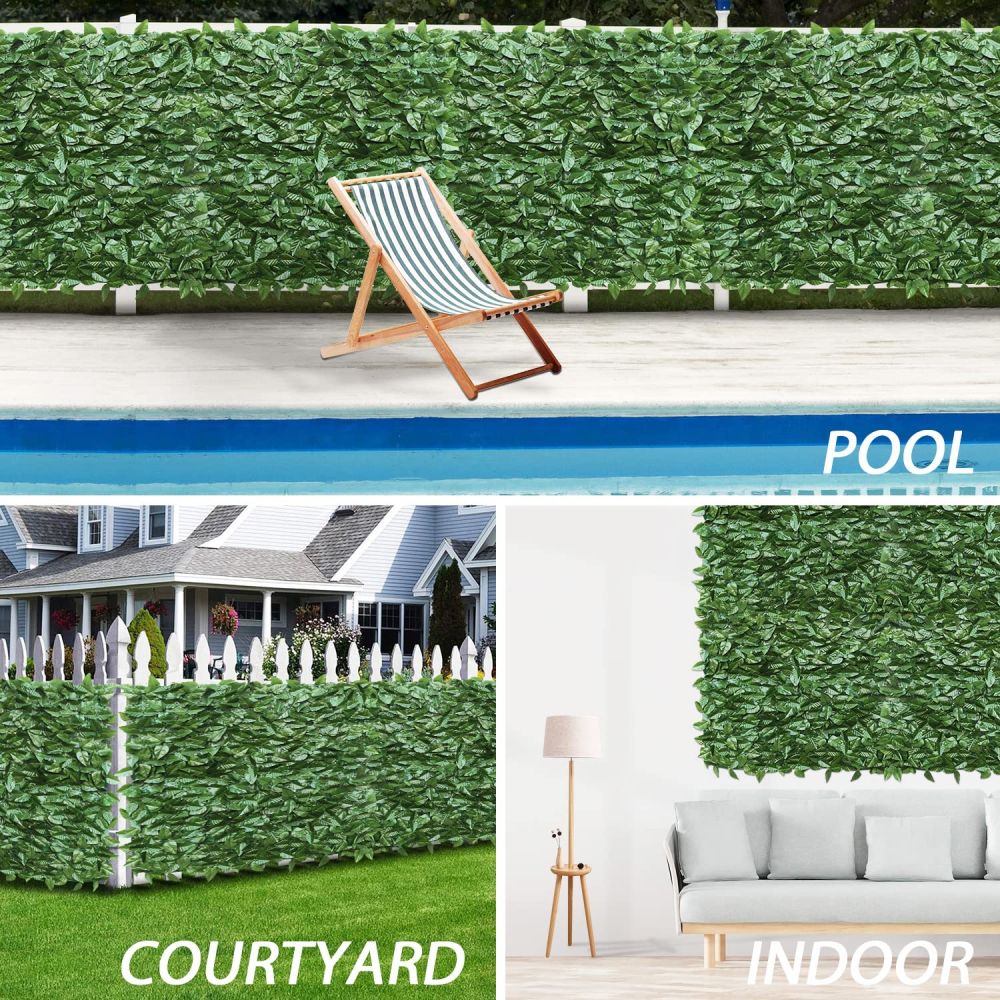 Expandable Artificial Laurel Fence Wall Décor Faux Leaf Privacy Fence Screen Plant Leaves Covering Decoration for Home Backyard Garden, 39
